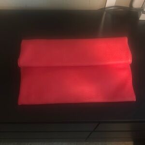 Street Level Red Fo Leather Clutch